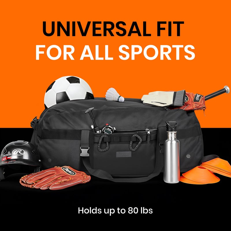 Fitdom 132L 36" Heavy Duty Extra Large Sports Gym Equipment Travel Duffel Bag W/Adjustable Shoulder & Compression Straps. Perfect for Soccer Baseball Basketball Hockey Football Team Coaches & More - Image 3